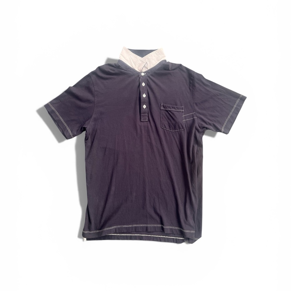 Billy Reid Navy Polo with Cream Collar